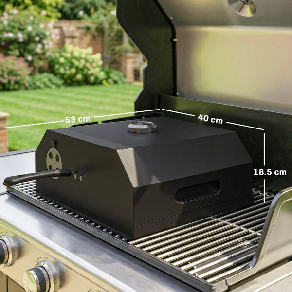 DecHome Forno per Pizza in Metallo con Pietra in Cordierite e Termometro 53x40x18.5 cm colore Nero