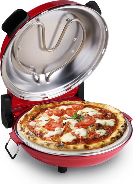 INNOLIVING Forno Pizza Elettrico Potenza 1200 Watt Temperatura 350 C Timer e Termostato colore Rosso - INN-796R