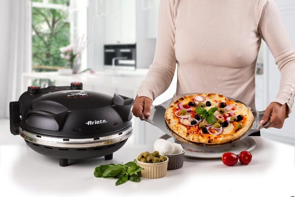 De Longhi Forno Pizza Elettrico Potenza 1200 Watt Temperatura 400 C con Pietra Refrattaria Antiaderente colore Nero - 917