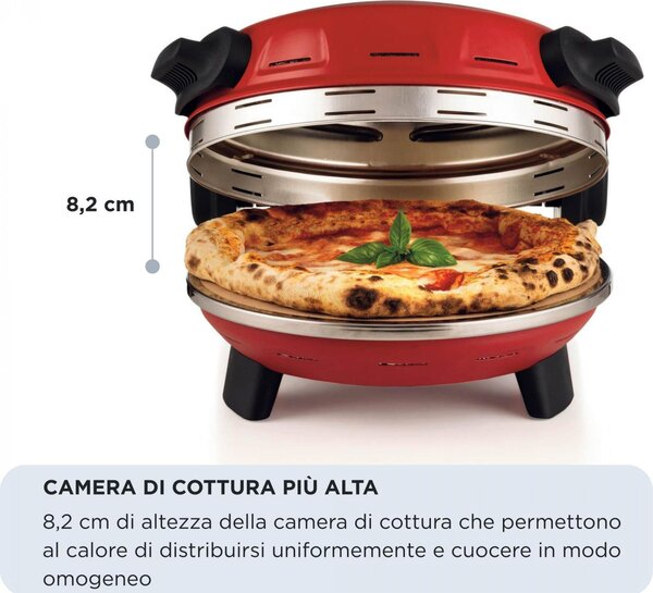 Ariete Forno Pizza Elettrico Potenza 1300 Watt con Pietra Refrattaria colore Rosso - 00C093400AR0 Pizzeria Gourmet