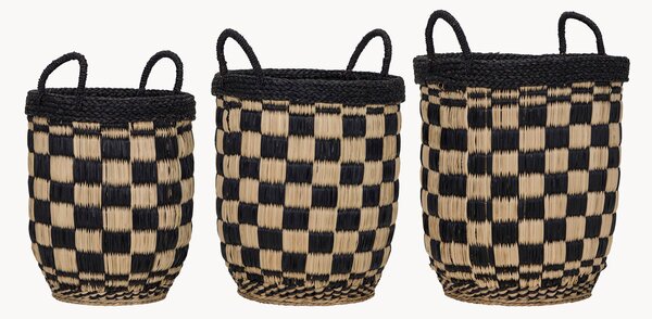 Set di 3 cestini portaoggetti intrecciati a mano Basked