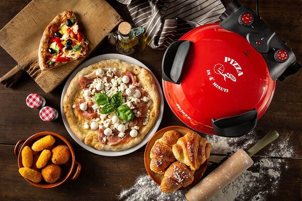 Ariete Forno Pizza Elettrico Potenza 1200 Watt Timer con Pietra Refrattaria colore Rosso - 0909/00