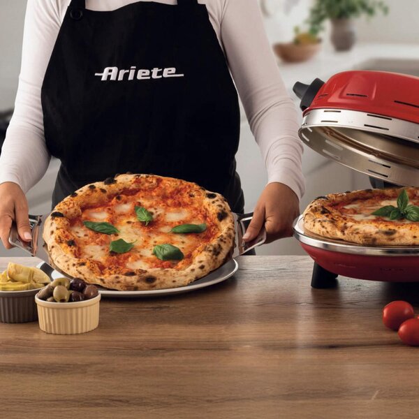 Ariete Forno Pizza Elettrico Potenza 1300 Watt con Pietra Refrattaria colore Rosso - 00C093400AR0 Pizzeria Gourmet