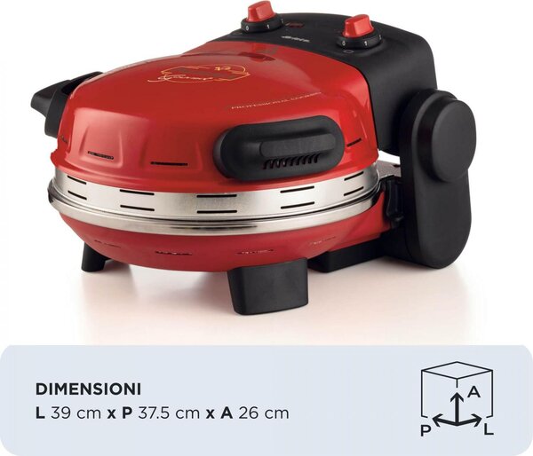 Ariete Forno Pizza Elettrico Potenza 1300 Watt con Pietra Refrattaria colore Rosso - 00C093400AR0 Pizzeria Gourmet