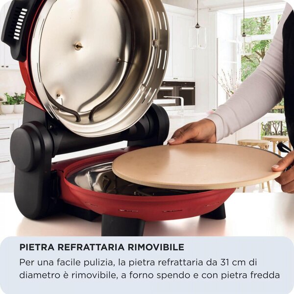 Ariete Forno Pizza Elettrico Potenza 1300 Watt con Pietra Refrattaria colore Rosso - 00C093400AR0 Pizzeria Gourmet