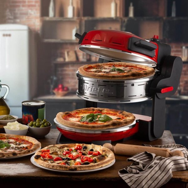 Ariete Forno Pizza Elettrico Potenza 2300 Watt Timer con Pietra Refrattaria colore Rosso - ARI927