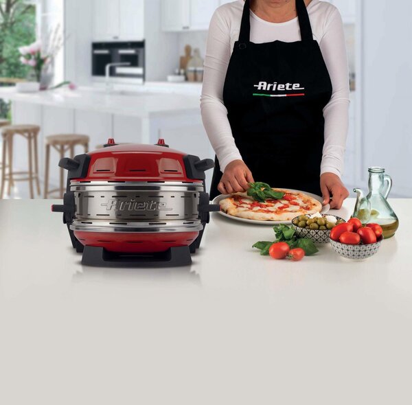 Ariete Forno Pizza Elettrico Potenza 2300 Watt Timer con Pietra Refrattaria colore Rosso - ARI927