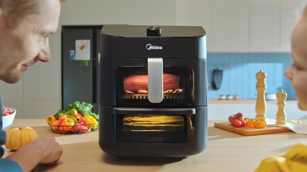 MIDEA Friggitrice ad Aria 11 Litri 2 Zone (5+6) Potenza 2200W con Timer e 10 Programmi Pre-impostati colore Nero - MAD1100DADK