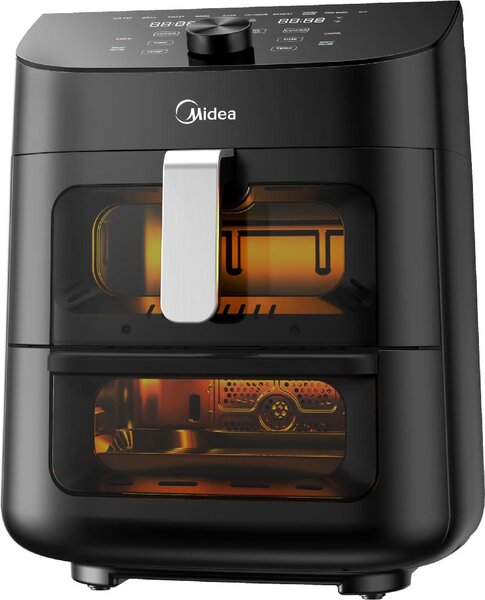 MIDEA Friggitrice ad Aria 11 Litri 2 Zone (5+6) Potenza 2200W con Timer e 10 Programmi Pre-impostati colore Nero - MAD1100DADK