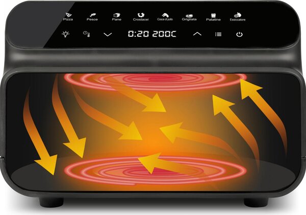 G3 Ferrari Friggitrice ad Aria 10 Litri Potenza 2000W Multifunzione con Griglia colore Nero Friggisano BBQ - G10181