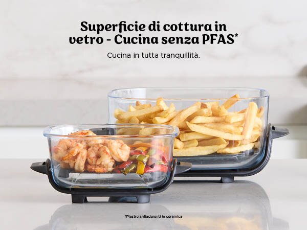 Ninja Friggitrice ad Aria 4 in 1 Capacit 3.8 Litri Potenza 1700 Watt Frittura 2 Contenitori in Vetro Rimovibili colore Grigio - FN101EUGY CRISPi
