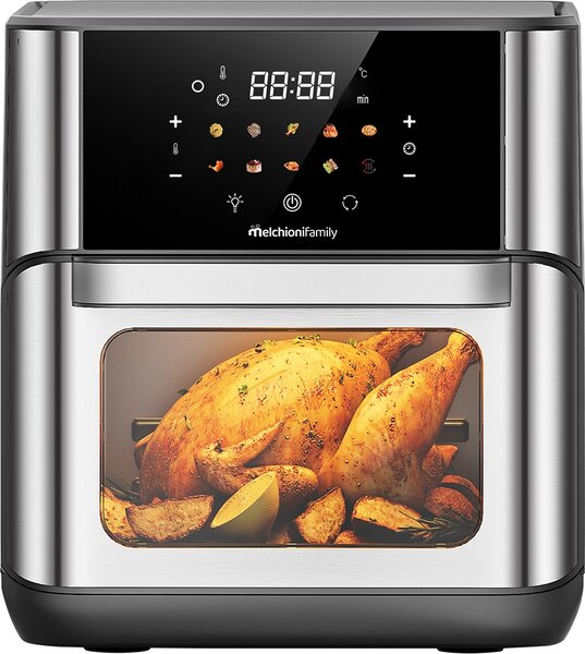 Melchioni Friggitrice ad Aria 12 Litri Potenza 1800W con Timer e Termostato Regolabile colore Nero/Inox Flora - 118340059