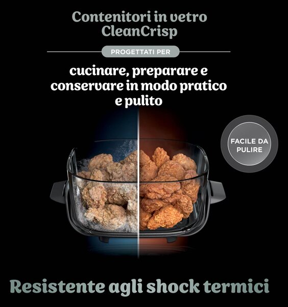 Ninja Friggitrice ad Aria 4 in 1 Capacit 3.8 Litri Potenza 1700 Watt Frittura 2 Contenitori in Vetro Rimovibili colore Grigio - FN101EUGY CRISPi
