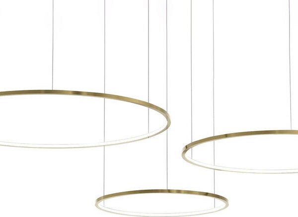 Lampada LED a sospensione Saturno, color oro, 3 luci, metallo, 4.000 K Saturno Milagro Lighting, Ottone / Oro, Soggiorno / Sala da pranzo, Metallo, Moderno