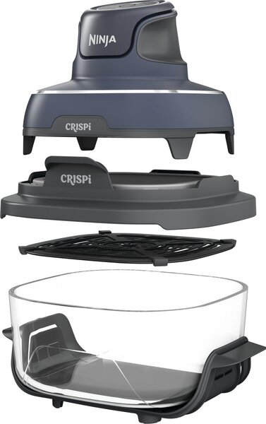 Ninja Friggitrice ad Aria 4 in 1 Capacit 3.8 Litri Potenza 1700 Watt Frittura 2 Contenitori in Vetro Rimovibili colore Grigio - FN101EUGY CRISPi