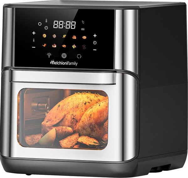 Melchioni Friggitrice ad Aria 12 Litri Potenza 1800W con Timer e Termostato Regolabile colore Nero/Inox Flora - 118340059