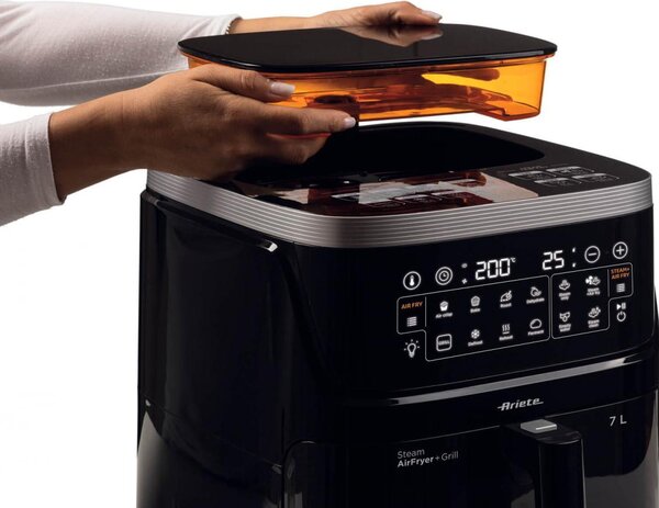 Ariete Friggitrice ad Aria 7 Litri Potenza 1700W con Funzione a Vapore + Grill colore Nero - 00C463600AR0