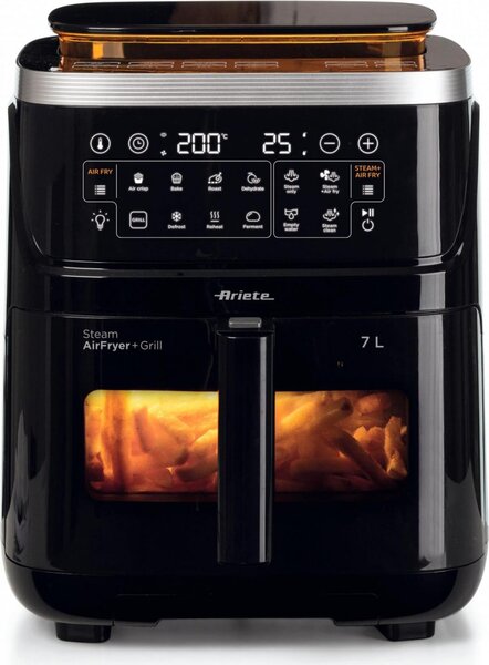 Ariete Friggitrice ad Aria 7 Litri Potenza 1700W con Funzione a Vapore + Grill colore Nero - 00C463600AR0