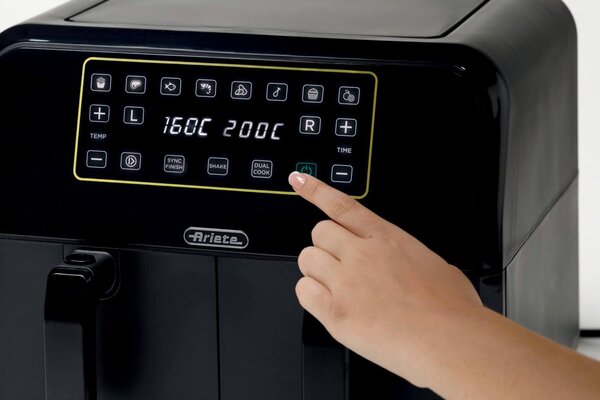 Ariete Friggitrice ad Aria 8 Litri Potenza 1700W con Doppio Cestello colore Nero Airy Fryer Dual - 4623/00