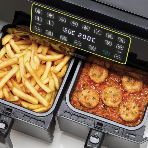 Ariete Friggitrice ad Aria 8 Litri Potenza 1700W con Doppio Cestello colore Nero Airy Fryer Dual - 4623/00