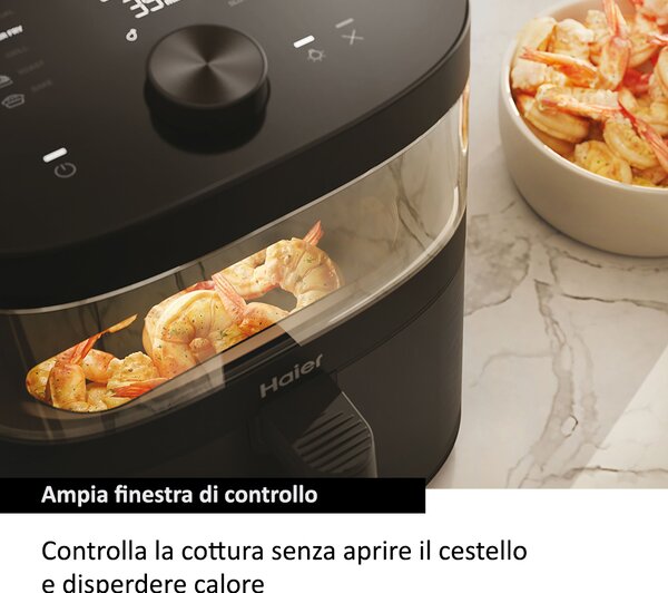 Haier Friggitrice ad Aria 9 in 1 Capacit 7 Litri Potenza 2000 Watt con Timer e Termostato Regolabile colore Nero - HAF5TWA 011 I-Master Multi Seri