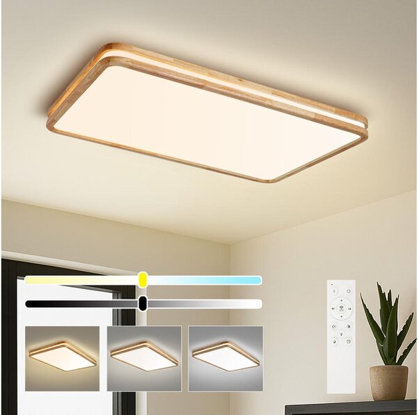 Brilagi - Plafoniera LED dimmerabile MOLINA SQUARE LED/128W/230V rovere 90x60 cm + telecomando