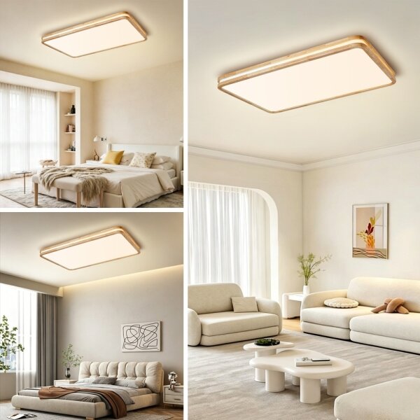 Brilagi - Plafoniera LED dimmerabile MOLINA SQUARE LED/128W/230V rovere 90x60 cm + telecomando