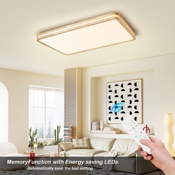 Brilagi - Plafoniera LED dimmerabile MOLINA SQUARE LED/128W/230V rovere 90x60 cm + telecomando