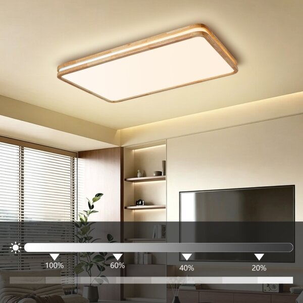 Brilagi - Plafoniera LED dimmerabile MOLINA SQUARE LED/128W/230V rovere 90x60 cm + telecomando