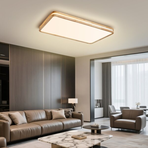 Brilagi - Plafoniera LED dimmerabile MOLINA SQUARE LED/128W/230V rovere 90x60 cm + telecomando