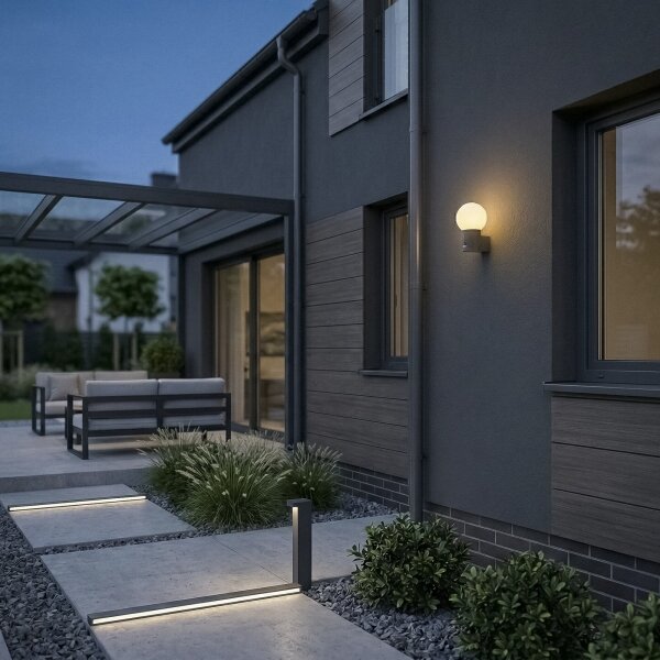 Kanlux 46081-Lampada da parete per esterni con sensore STONO 1xE27/15W/230V IP65 antracite