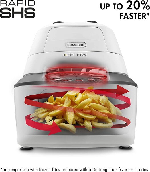 De Longhi Friggitrice ad Aria Capacit 1.25 Litri Potenza 1400 Watt Ciotola antiaderente colore Bianco - FH2101 IdealFry