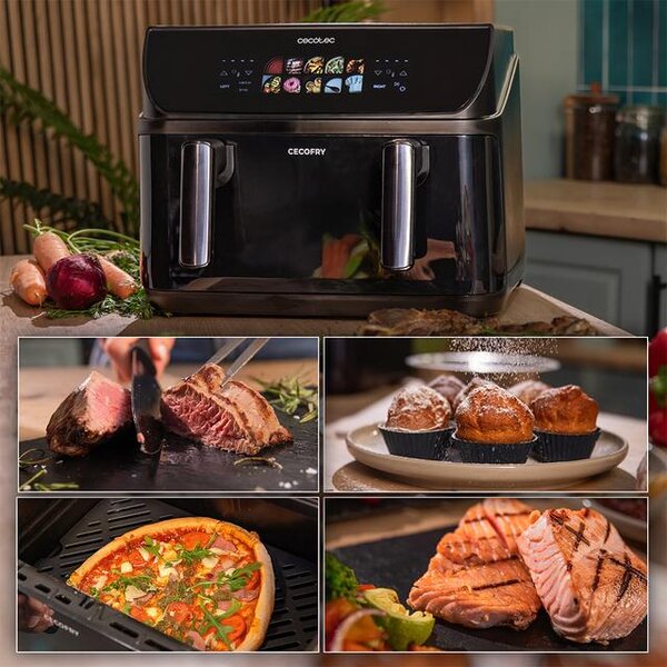 Cecotec Friggitrice ad Aria Capacit 10 Litri Potenza 2800 Watt Doppio Cestello Termostato Regolabile colore Nero - A01_EU01_100842 Cecofry&Grill D