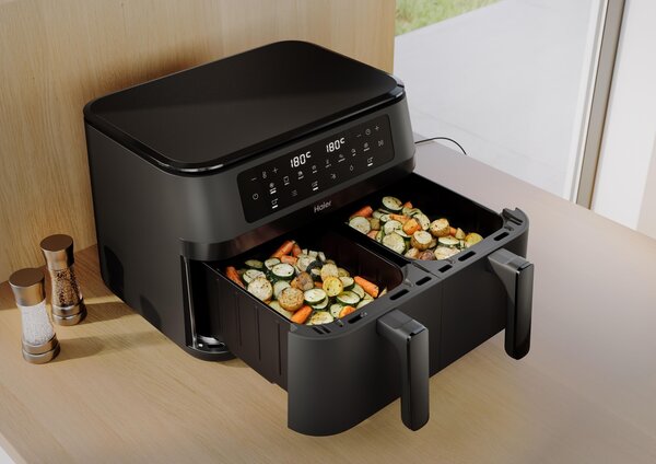 Haier Friggitrice ad Aria Capacit 11 Litri Potenza 3000 Watt Doppio Cestello 8 programmi di cottura colore Nero - HAF3AD 011