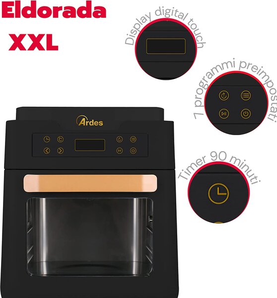 Ardes Friggitrice ad Aria Capacit 12 Litri Potenza 1700 Watt Fornetto con Display colore Nero - AR1K3000 Eldorada XXL