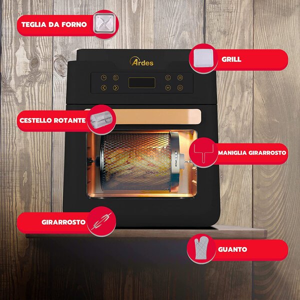 Ardes Friggitrice ad Aria Capacit 12 Litri Potenza 1700 Watt Fornetto con Display colore Nero - AR1K3000 Eldorada XXL