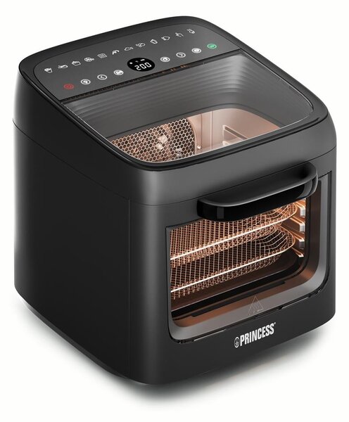 PRINCESS Friggitrice ad Aria Capacit 12,6 Litri Potenza 1800 Watt con Ripiani e Finestra colore Nero - Oven Vision