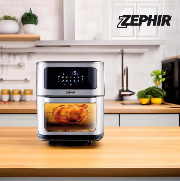 Zephir Friggitrice ad Aria Capacit 12 Litri Potenza 1800 Watt con Timer e Termostato Regolabile colore Acciaio Inox - ZHC121N