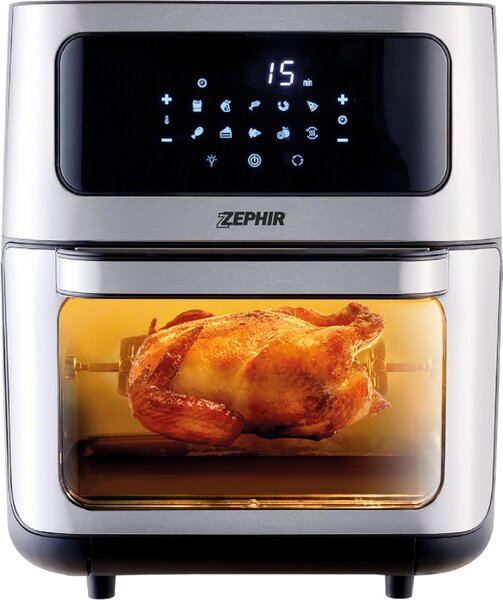 Zephir Friggitrice ad Aria Capacit 12 Litri Potenza 1800 Watt con Timer e Termostato Regolabile colore Acciaio Inox - ZHC121N