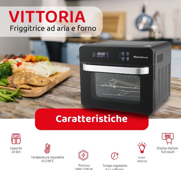 Melchioni Friggitrice ad Aria Capacit 24 Litri Potenza 1700 Watt Fornetto Ventilato con Grill e Timer - VITTORIA