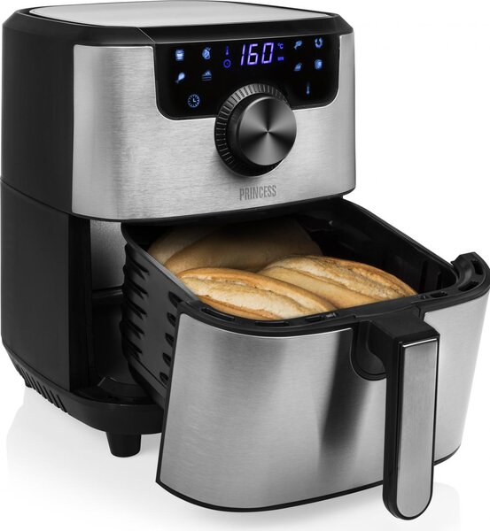 PRINCESS Friggitrice ad Aria Capacit 4.5 Litri Potenza 1500 Watt con Timer e Termostato Regolabile colore Argento - 01.182033.01.001 Aerofryer Dig
