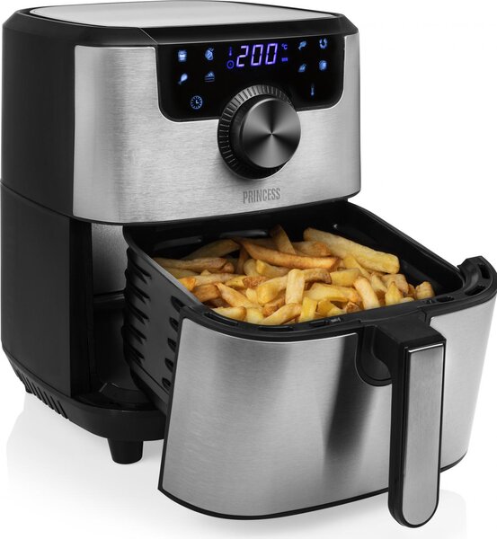 PRINCESS Friggitrice ad Aria Capacit 4.5 Litri Potenza 1500 Watt con Timer e Termostato Regolabile colore Argento - 01.182033.01.001 Aerofryer Dig