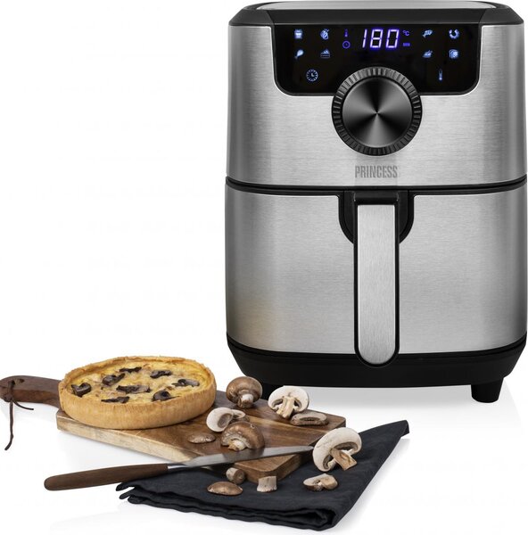 PRINCESS Friggitrice ad Aria Capacit 4.5 Litri Potenza 1500 Watt con Timer e Termostato Regolabile colore Argento - 01.182033.01.001 Aerofryer Dig