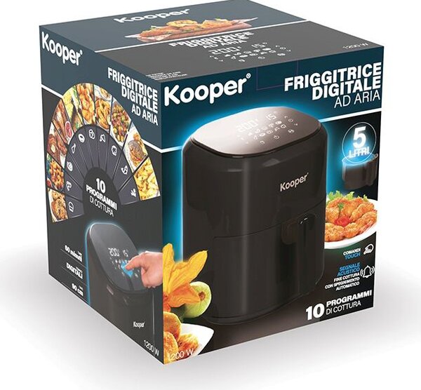 Kooper Friggitrice ad Aria Capacit 5 Litri con Display Touch Potenza 1200 Watt colore Nero - 5920746