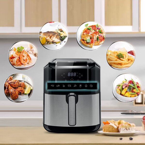 Hisense Friggitrice ad Aria Capacit 5 Litri Potenza 1700 Watt con 8 Programmi e Doppio Cestello - H06AFBS1S3