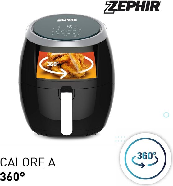 Zephir Friggitrice ad Aria Capacit 6 Litri Potenza 1800 Watt con Display digitale colore Nero - ZHC60N