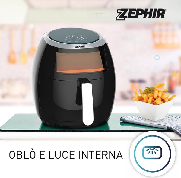 Zephir Friggitrice ad Aria Capacit 6 Litri Potenza 1800 Watt con Display digitale colore Nero - ZHC60N