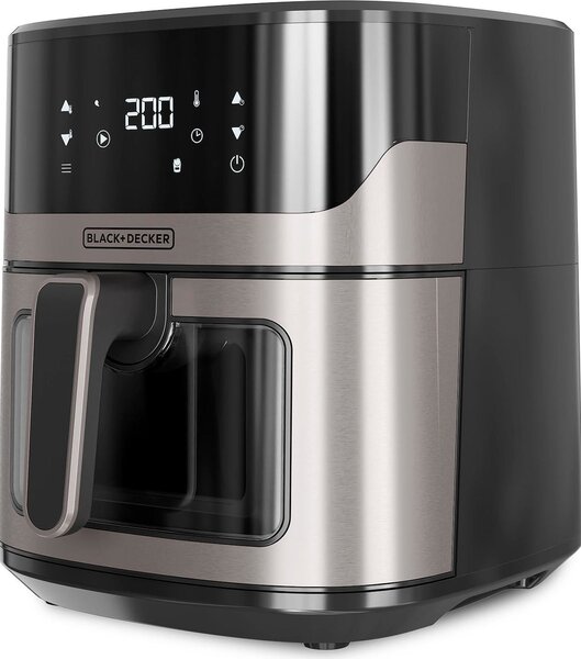 Black & Decker Friggitrice ad Aria Capacit 6.5 Litri Potenza 1600 Watt Termostato Regolabile colore Nero e Grigio - BXAF6500