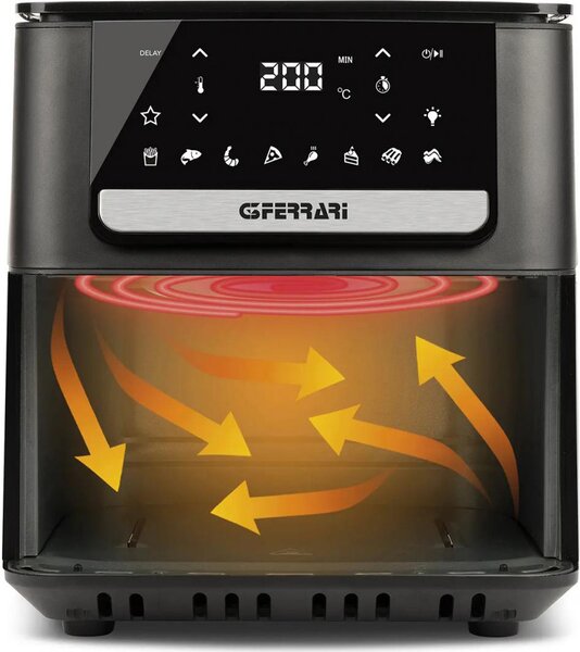 G3 Ferrari Friggitrice ad Aria Capacit 6.5 Litri Potenza 1700 Watt colore Nero e Acciaio Inox - G10207 Friggisano