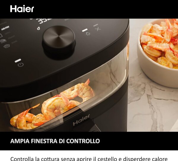 Haier Friggitrice ad Aria Capacit 7 Litri Potenza 2000 Watt con 9 Programmi colore Nero Serie 5 - HAF5TWA 011
